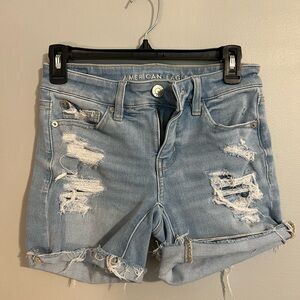 American Eagle Outfitters Ripped Light Blue Jean Shorts